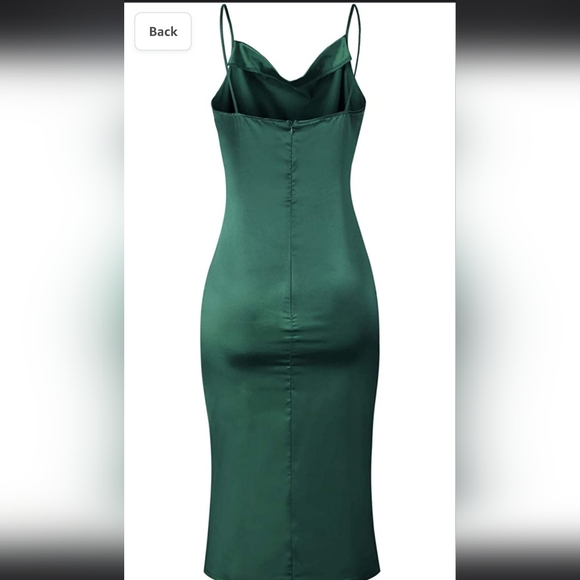 Spaghetti Strap Satin Midi Cocktail Dress - Picture 2 of 3